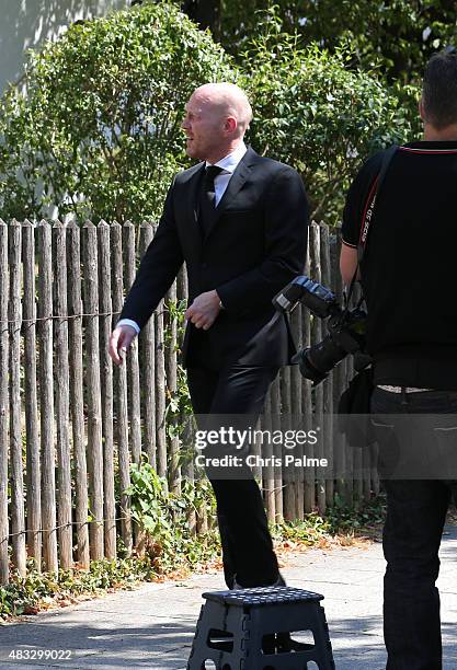 Matthias Sammer during the memorial service for Stephan Beckenbauer at church 'St. Heilige Familie' on August 7, 2015 in Munich, Germany. Stephan...