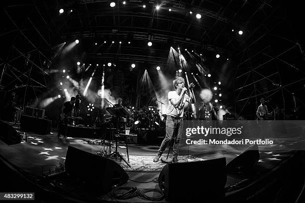 The Scottish singer Paolo Nutini on the stage with his band. Caustic Love Tour, Piazza Castello, Ferrara , 17th July 2015