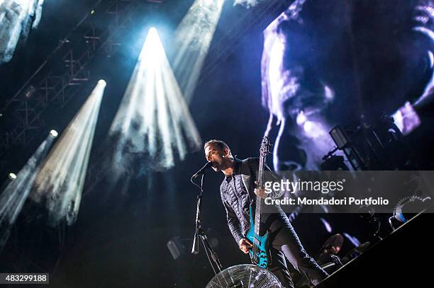 The British bass player Chris Wolstenholme , during the concert of the Muse at Ippodromo Capannelle, Rome , 18th July 2015