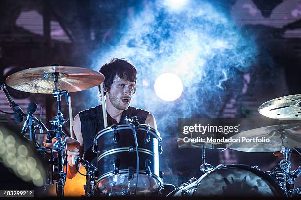 The British drummer Dominic Howard during the concert of the Muse at Ippodromo Capannelle, Rome , 18th July 2015