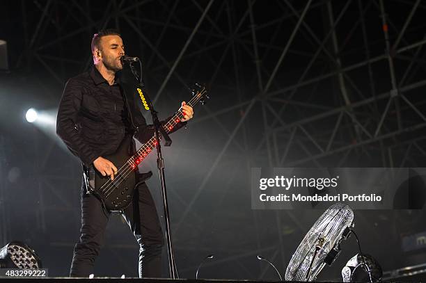 The British bass player Chris Wolstenholme , during the concert of the Muse at Ippodromo Capannelle, Rome , 18th July 2015