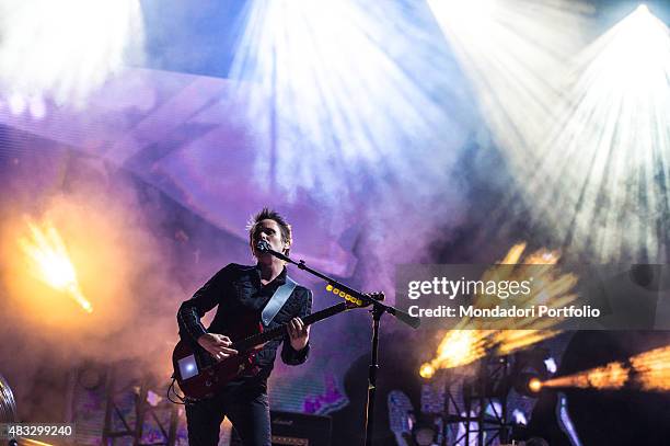 The British singer Matthew Bellamy (Matthew James Bellamy, frontman of the Muse, during the concert at the Ippodromo Capannelle. Rome , 18th July 2015