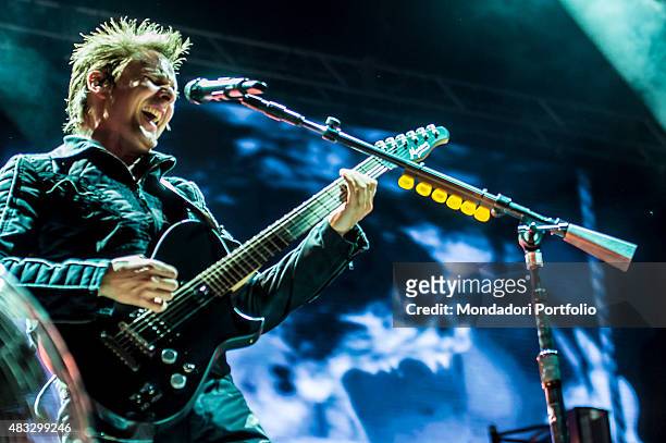 The British singer Matthew Bellamy , frontman of the Muse, in concert at the Ippodromo Capannelle. Rome , 18th July 2015