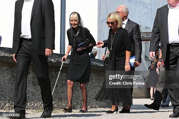 Brigitte Beckenbauer, mother of Stephan and first wife of Franz Beckenbauer, Heidi Beckenbauer, Franz Beckenbauer during the memorial service for...