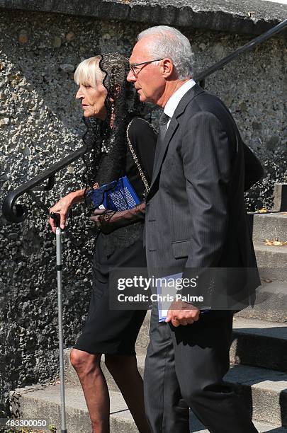 Brigitte Beckenbauer, mother of Stephan and first wife of Franz Beckenbauer, Franz Beckenbauer during the memorial service for Stephan Beckenbauer at...