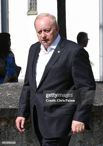 Alfons Schuhbeck during the memorial service for Stephan Beckenbauer at church 'St. Heilige Familie' on August 7, 2015 in Munich, Germany. Stephan...