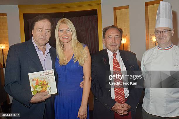 Daniel Lauclair, Nadine Rodd and publisher Jean Castarede attend 'La Route Des Saveurs: Les Secrets Des Grands Chefs Etoiles' : Nadine Rodd's Launch...