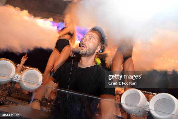 Cedric Gervais performs during the Cedric Gervais DJ Set Party at the VIP Room Saint Tropez on August 6, 2015 in Saint-Tropez, France.