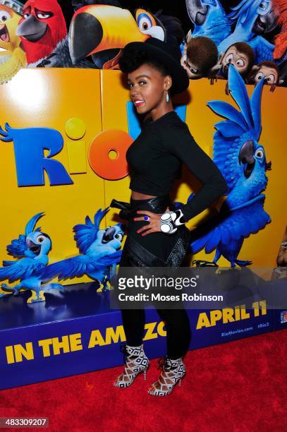Recording Artist Janelle Monae attends "RIO 2" Red Carpet Screening at Regal Atlantic Station on April 7, 2014 in Atlanta, Georgia.