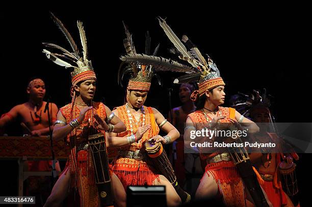 Sarawak Cultural Village, Iban Folk Song, and Miring Dancers perform during opening ceremony of Rainforest World Music Festival 2015 at Sarawak...