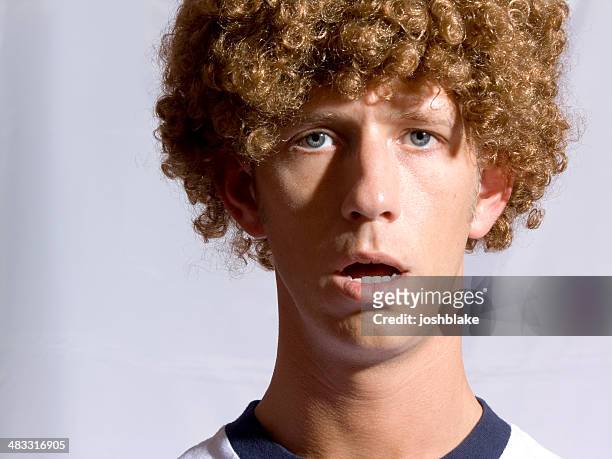 duh - curly wig stock pictures, royalty-free photos & images