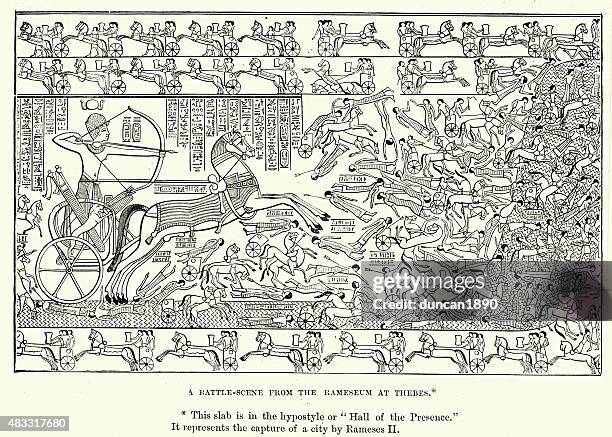 ilustraciones, imágenes clip art, dibujos animados e iconos de stock de antiguo egipto-captura de una ciudad por ramesses ii - egyptian culture