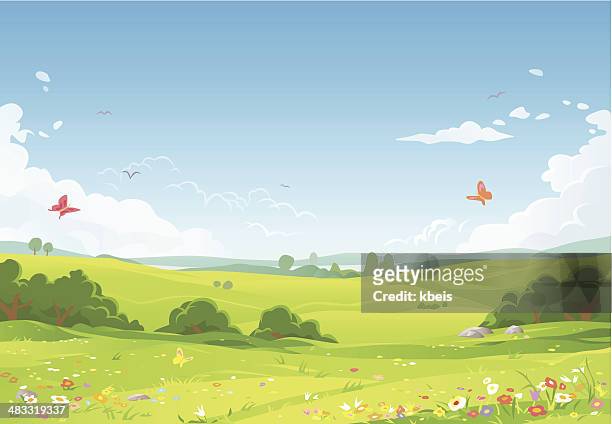 summer landscape - springtime stock illustrations