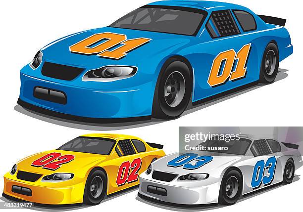stockillustraties, clipart, cartoons en iconen met stock car racing - racewagen