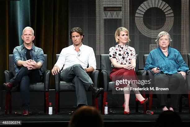 Creator/writer/director Ryan Murphy, creator/writer/executive producer Brad Falchuk and actresses Sarah Paulson and Kathy Bates speak onstage during...