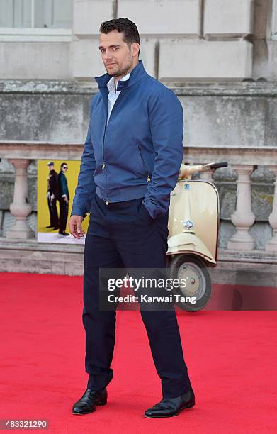 Henry Cavill attends the people's premiere of "The Man From U.N.C.L.E" during Film4 Summer Screenings at Somerset House on August 7, 2015 in London,...