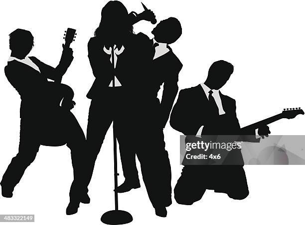 business people rock band - singer isolated stock illustrations