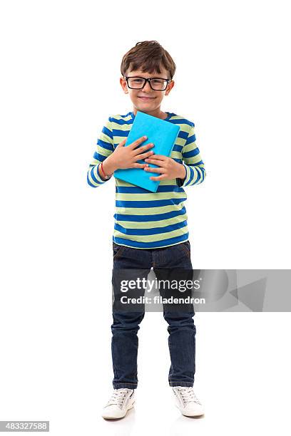 schoolboy - boy holding picture cut out stockfoto's en -beelden