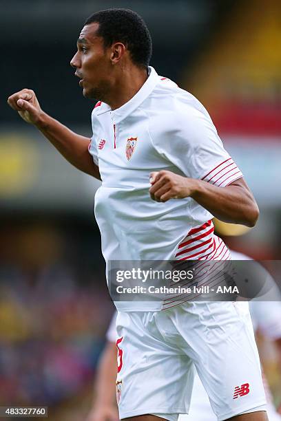 Timothee Kolodziejczak during the pre-season friendly between Watford and Seville at Vicarage Road on July 31, 2015 in Watford, England.