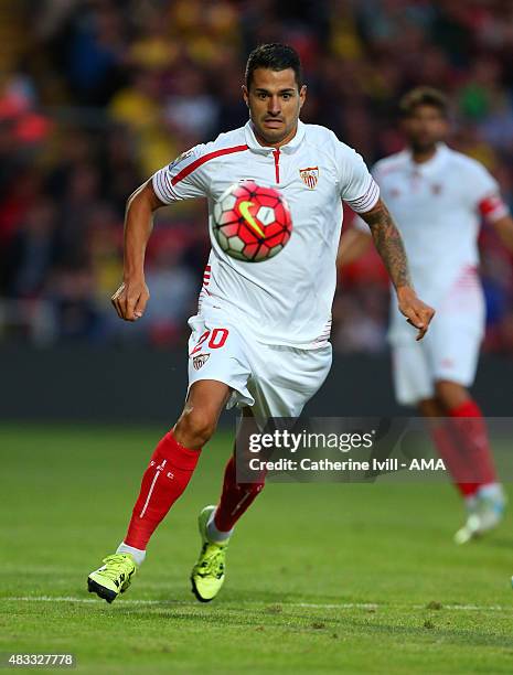 Vitolo of Sevilla during the pre-season friendly between Watford and Seville at Vicarage Road on July 31, 2015 in Watford, England.