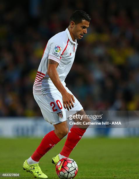 Vitolo of Sevilla during the pre-season friendly between Watford and Seville at Vicarage Road on July 31, 2015 in Watford, England.