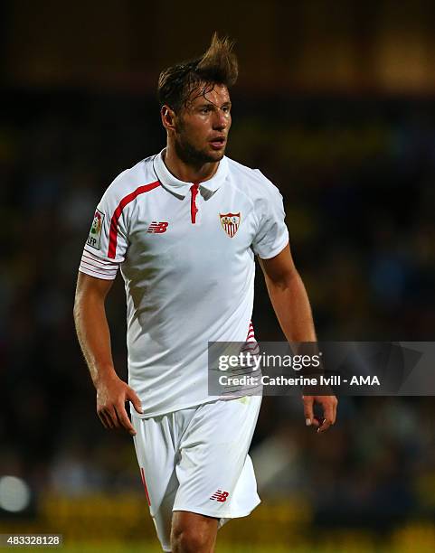 Grzegorz Krychowiak of Sevilla during the pre-season friendly between Watford and Seville at Vicarage Road on July 31, 2015 in Watford, England.