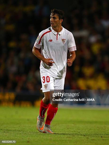 Juan Munoz of Sevilla during the pre-season friendly between Watford and Seville at Vicarage Road on July 31, 2015 in Watford, England.