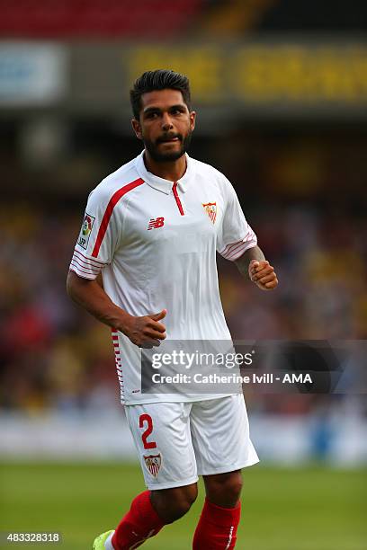 Benoit Tremoulinas of Sevilla during the pre-season friendly between Watford and Seville at Vicarage Road on July 31, 2015 in Watford, England.