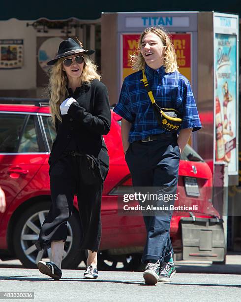 Madonna and her son Rocco Ritchie are seen taking casual stroll on Upper East Side on August 7, 2015 in New York City.