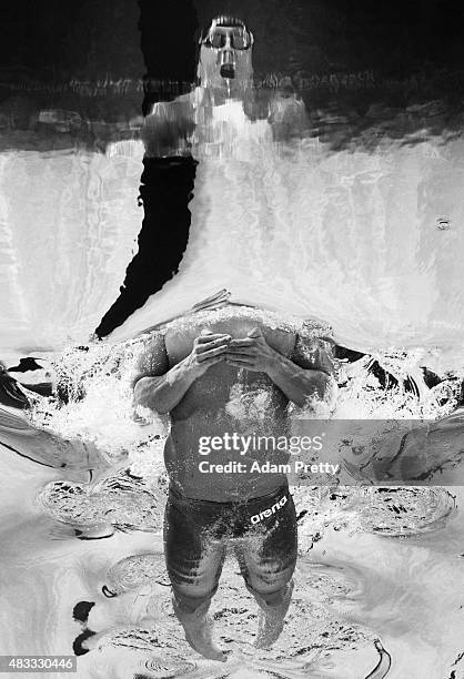 Marco Koch of Germany competes in the Men's 200m Breaststroke Final on day fourteen of the 16th FINA World Championships at the Kazan Arena on August...