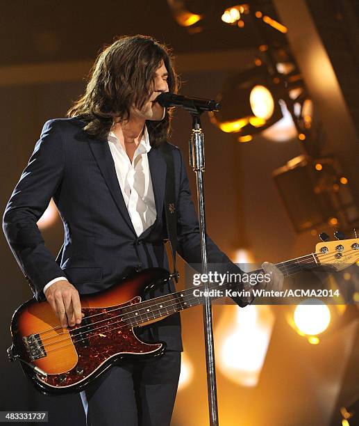 Musician Reid Perry of The Band Perry performs onstage during ACM Presents: An All-Star Salute To The Troops at the MGM Grand Garden Arena on April...