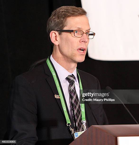 Robert H. Vonderheide speaks during Stand Up To Cancer Press Conference at The AACR annual meeting at San Diego Marriott Hotel & Marina on April 7,...