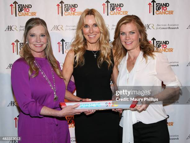 Lisa Niemi Swayze, Alana Stewart and Alison attend Stand Up To Cancer Press Conference at The AACR annual meeting at San Diego Marriott Hotel &...