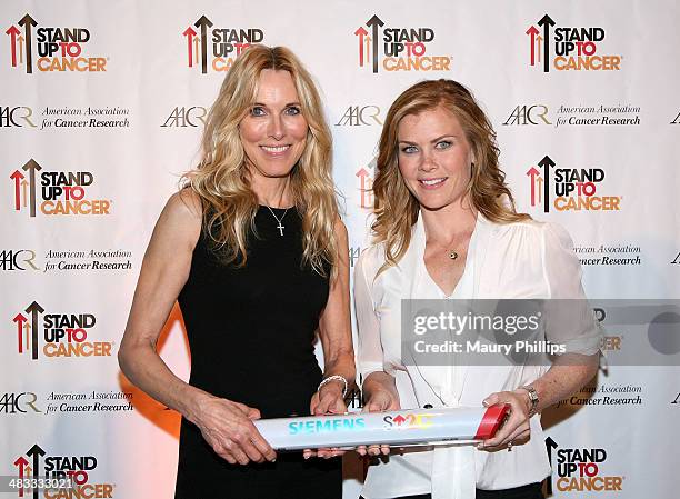 Alana Stewart and Alison Sweeney attend Stand Up To Cancer Press Conference at The AACR annual meeting at San Diego Marriott Hotel & Marina on April...