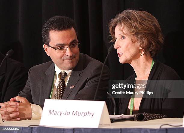 Dr. Robert Haddad and Mary Jo Murphy attend Stand Up To Cancer Press Conference at The AACR annual meeting at San Diego Marriott Hotel & Marina on...
