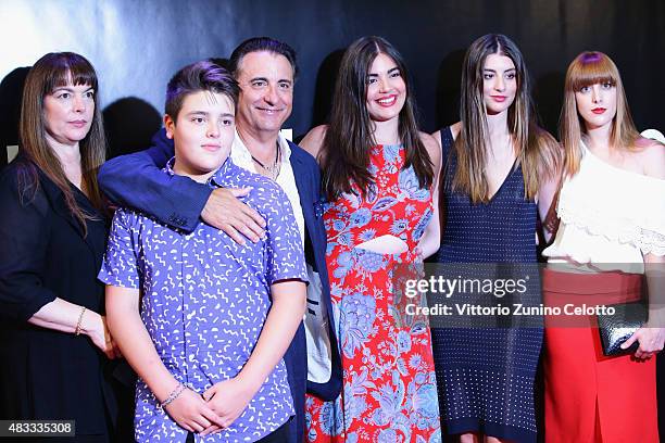 Actor Andy Garcia and his family attend the Leopard Club Award 2015 red carpet on August 7, 2015 in Locarno, Switzerland.