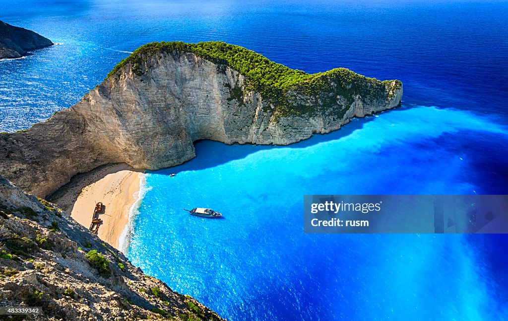 Navagio Beach (Shipwreck Beach), Zakynthos island, Greece. ProPhoto RGB.