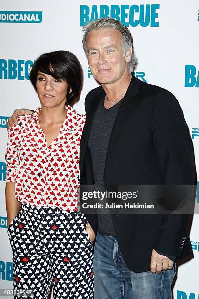 Humorist and actors Florence Foresti and Franck Dubosc attend the 'Barbecue' Premiere at Cinema Gaumont Capucine on April 7, 2014 in Paris, France.