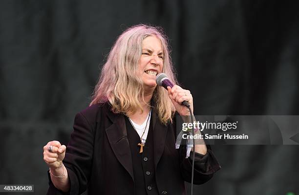 Patti Smith performs at the Glastonbury Festival at Worthy Farm, Pilton on June 28, 2015 in Glastonbury, England.