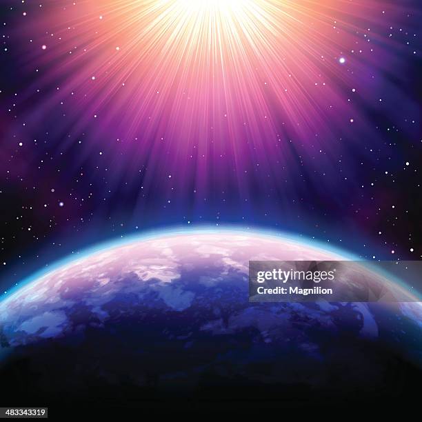 outer space - sunrise dawn stars stock illustrations