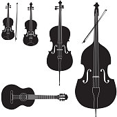 Stringed music instrument icons collection