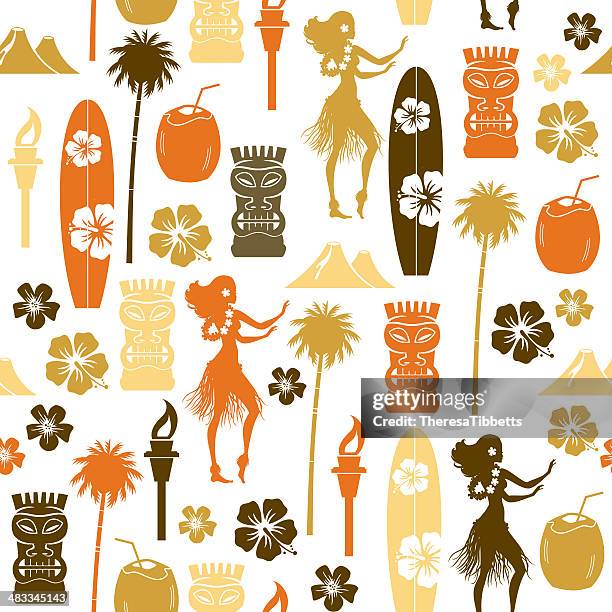 hawaii repeat pattern - hawaiian culture stock illustrations