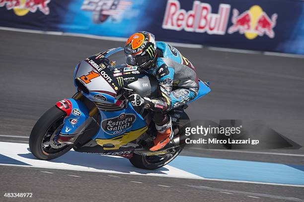 Esteve Rabat of Spain and Estrella Galicia 0,0 Marc VDS heads down a straight during the MotoGp Red Bull U.S. Indianapolis Grand Prix - Free Practice...