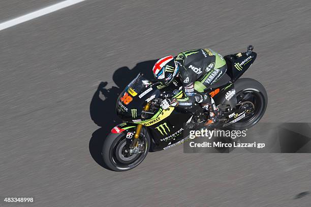 Bradley Smith of Great Britain and Monster Yamaha Tech 3 heads down a straight during the MotoGp Red Bull U.S. Indianapolis Grand Prix - Free...