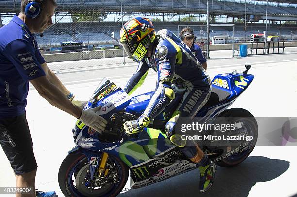 Valentino Rossi of Italy and Movistar Yamaha MotoGP starts form box during the MotoGp Red Bull U.S. Indianapolis Grand Prix - Free Practice at...