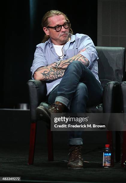 Writer/creator Kurt Sutter speaks onstage during 'The Bastard Executioner' panel discussion at the FX portion of the 2015 Summer TCA Tour at The...