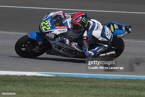 Sam Lowes of Great Britain and Speed Up rounds the bend during the MotoGp Red Bull U.S. Indianapolis Grand Prix - Free Practice at Indianapolis Motor...