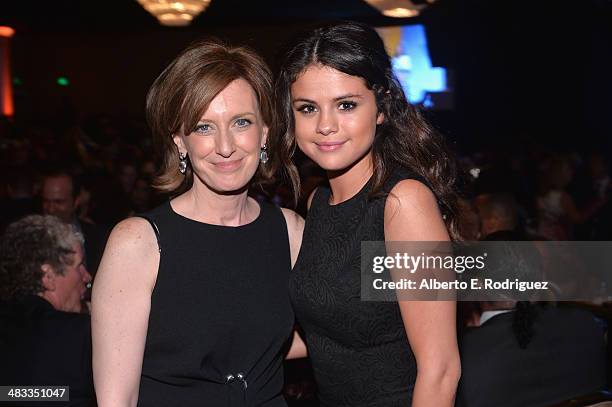 President of the DisneyABC Television Group Anne Sweeney and actress Selena Gomez attend The Alliance For Children's Rights' 22nd Annual Dinner at...