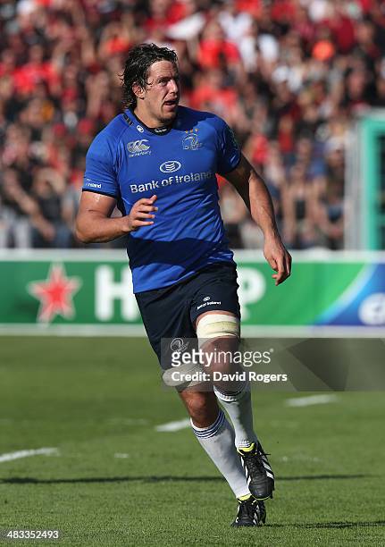 Mike McCarthy of Leinster looks on during the Heineken Cup quarter final match between Toulon and Leinster at the Felix Mayol Stadium on April 6,...