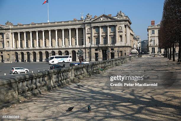 Cars are parked near Place de la Concorde on March 12, 2014 in Paris, France. A number of events will be held this year to commemorate the centenary...